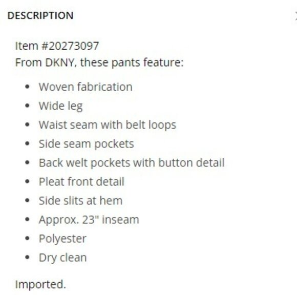 DKNY Black Side-slit crop wide-leg pant, Size 12, NWOT - Picture 4 of 6